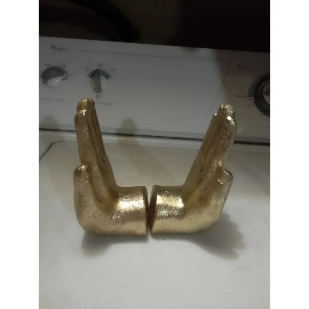 Set Of Two Gold Tone Praying‎ Hands Bookends